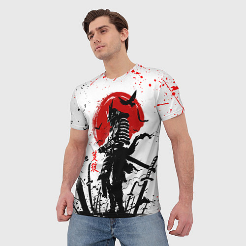 Мужская футболка GHOST OF TSUSHIMA ПРИЗРАК ЦУСИМЫ КРАСНОЕ СОЛНЦЕ / 3D-принт – фото 3