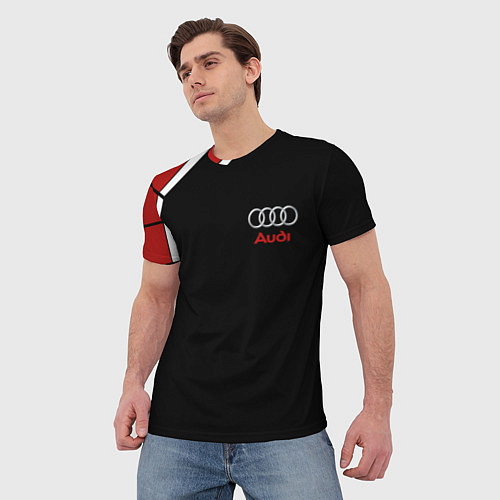 Мужская футболка АУДИ ЛОГО AUDI GEOMETRY RED STRIPES LINE / 3D-принт – фото 3