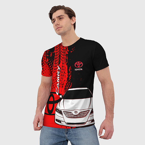 Мужская футболка Camry Toyota glitch / 3D-принт – фото 3