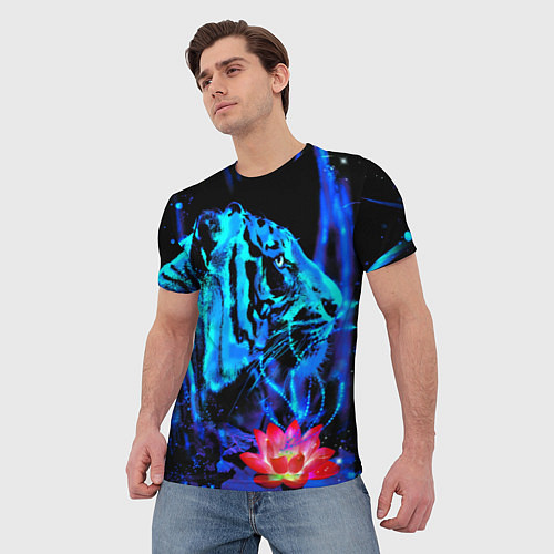 Мужская футболка Синий водяной тигр / 3D-принт – фото 3