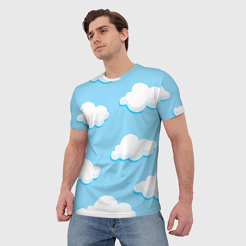 Мужская футболка Белые облака / 3D-принт – фото 3