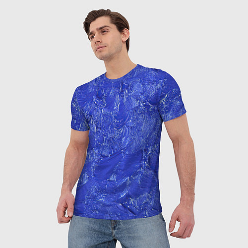 Мужская футболка Синие мазки / 3D-принт – фото 3