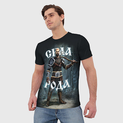 Мужская футболка Сила Рода Славянский воин / 3D-принт – фото 3