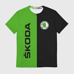 Футболка мужская SKODA черно-зеленый, цвет: 3D-принт