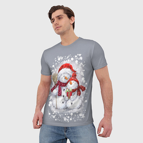 Мужская футболка Два снеговика / 3D-принт – фото 3