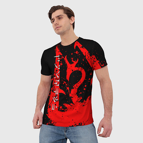 Мужская футболка TES RED DRAGON, FUS RO DAH SYMBOL / 3D-принт – фото 3