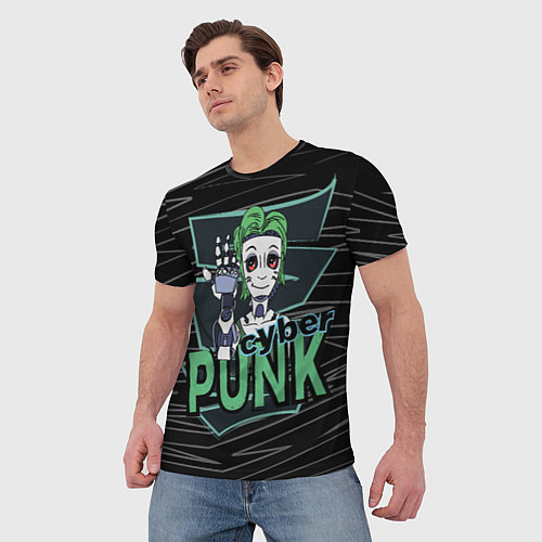 Мужская футболка Cyber Punk Girl / 3D-принт – фото 3