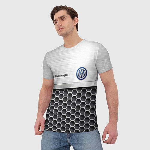 Мужская футболка Volkswagen Стальная решетка / 3D-принт – фото 3