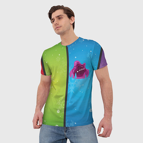 Мужская футболка Цветное рождество Snowflake / 3D-принт – фото 3