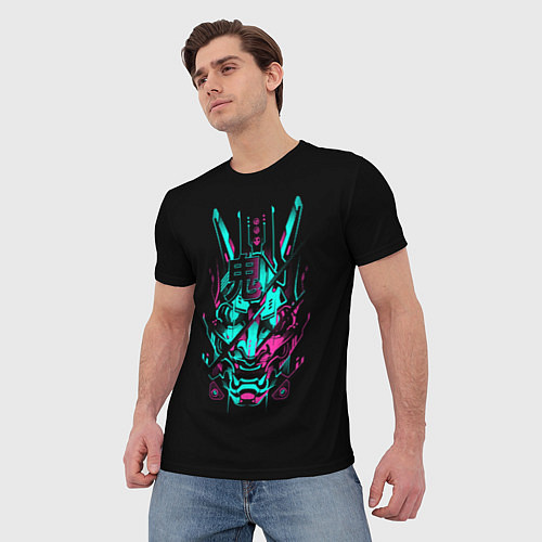Мужская футболка НЕОНОВЫЙ САМУРАЙ NEON RONIN NEON SAMURAI / 3D-принт – фото 3