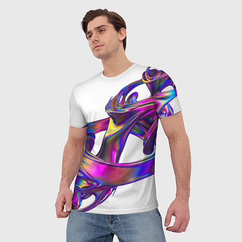 Мужская футболка Голографический ураган / 3D-принт – фото 3