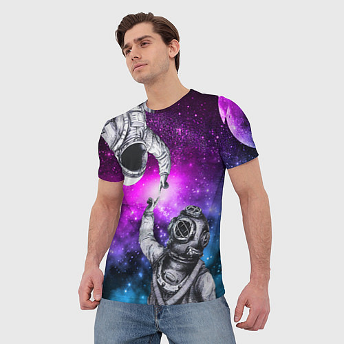 Мужская футболка Космонавт и водолаз - сотворение / 3D-принт – фото 3