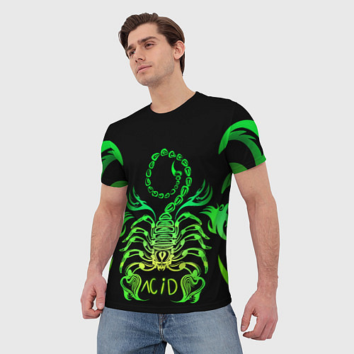 Мужская футболка Acid scorpion / 3D-принт – фото 3