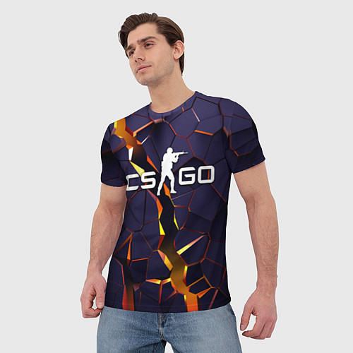 Мужская футболка 3D разлом 3D плиты CS:GO / 3D-принт – фото 3