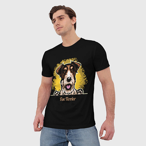 Мужская футболка Фокстерьер Fox terrier / 3D-принт – фото 3