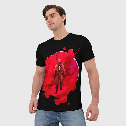 Мужская футболка Космонавт на кровавой луне / 3D-принт – фото 3