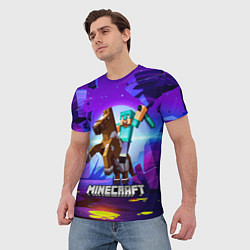 Футболка мужская Minecraft на коне!, цвет: 3D-принт — фото 2