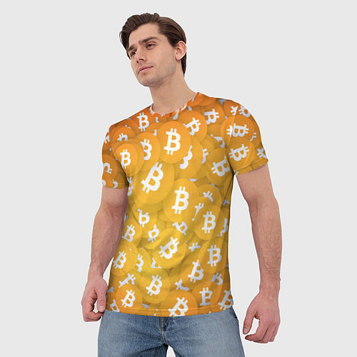 Мужская футболка Биткоин текстура / 3D-принт – фото 3