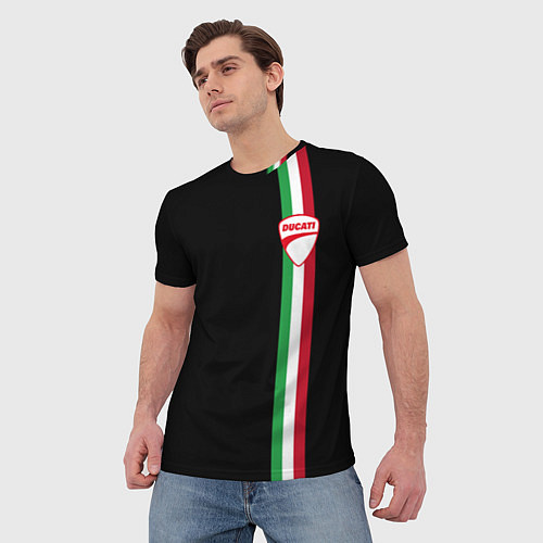 Мужская футболка DUCATI MOTOCYCLE ITALY LINE / 3D-принт – фото 3