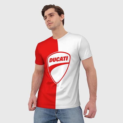 Мужская футболка DUCATI WHITE RED STYLE LOGO / 3D-принт – фото 3