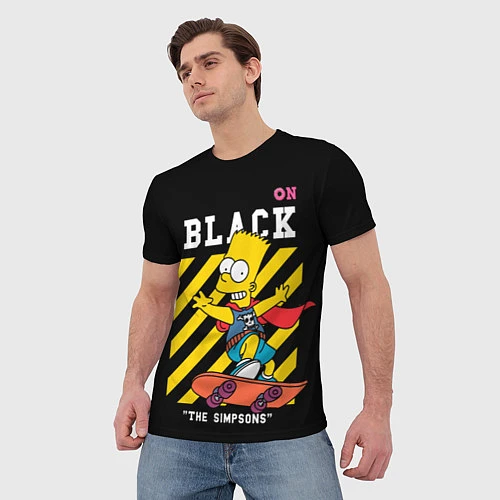 Мужская футболка БАР И ЛИЗА СИМПСОНЫ х ON BLACK / 3D-принт – фото 3