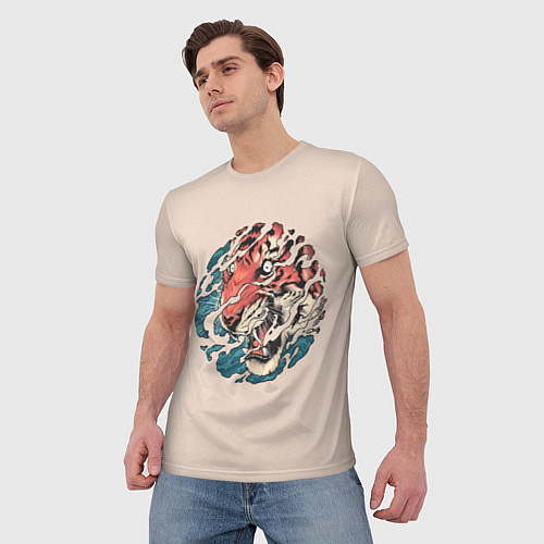Мужская футболка Тора Японский тигр / 3D-принт – фото 3
