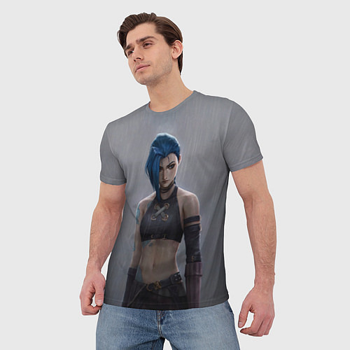 Мужская футболка Джинкс под дождём / 3D-принт – фото 3