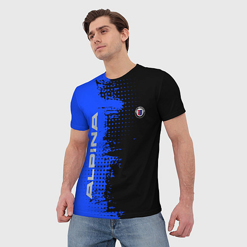 Мужская футболка Alpina Blue and Black / 3D-принт – фото 3