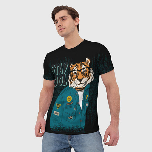 Мужская футболка Крутой фурри тигр / 3D-принт – фото 3