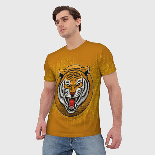Мужская футболка Голова свирепого тигра / 3D-принт – фото 3
