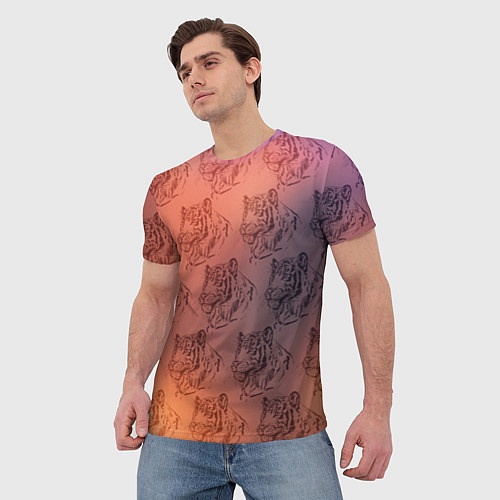 Мужская футболка Тигровый паттерн / 3D-принт – фото 3