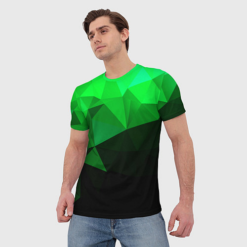Мужская футболка Изумрудный Зеленый Геометрия / 3D-принт – фото 3