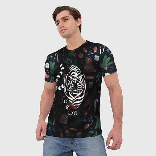 Мужская футболка Новый год 2022 тигр / 3D-принт – фото 3