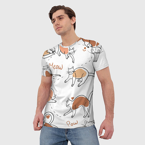Мужская футболка Рисунки кошек / 3D-принт – фото 3