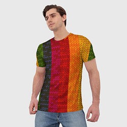 Футболка мужская Вязаная радуга, цвет: 3D-принт — фото 2