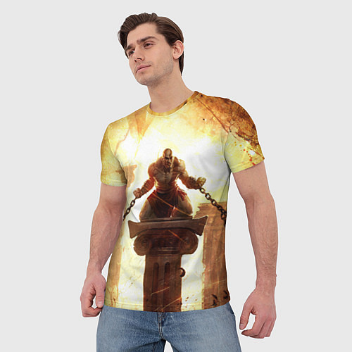Мужская футболка GOD OF WAR КРАТОС В ЦЕПЯХ / 3D-принт – фото 3