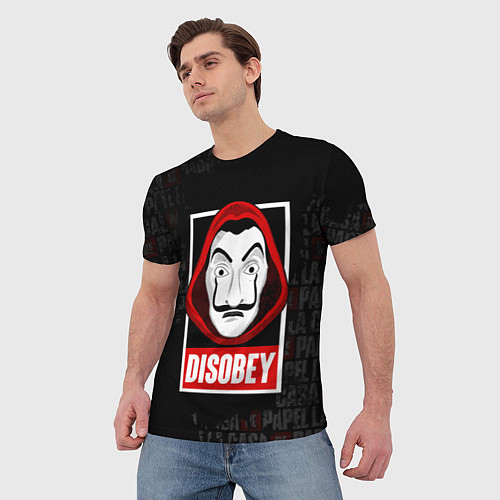 Мужская футболка LA CASA DE PAPEL DISOBEY БУМАЖНЫЙ ДОМ / 3D-принт – фото 3