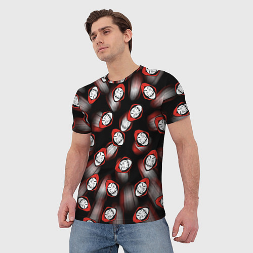 Мужская футболка БУМАЖНЫЙ ДОМ ПАТТЕРН МАСКА ДАЛИ / 3D-принт – фото 3