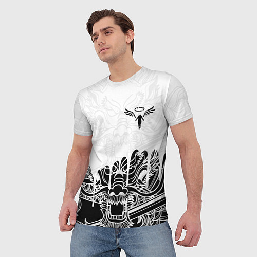 Мужская футболка WALHALLA TEAM НА СПИНЕ БЕЛЫЙ ДРАКОН / 3D-принт – фото 3
