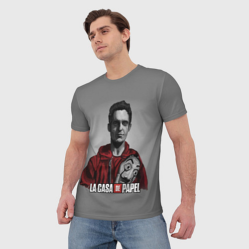 Мужская футболка LA CASA DE PAPEL - БУМАЖНЫЙ ДОМ СЕРИАЛ / 3D-принт – фото 3