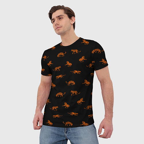 Мужская футболка Тигры паттерн Tigers pattern / 3D-принт – фото 3