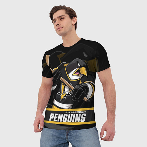 Мужская футболка Питтсбург Пингвинз, Pittsburgh Penguins / 3D-принт – фото 3