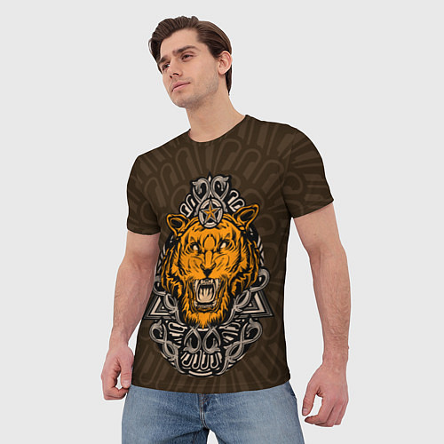 Мужская футболка Тигр в треугольнике / 3D-принт – фото 3