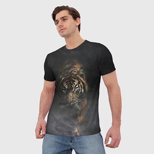 Мужская футболка Тигр в тумане / 3D-принт – фото 3