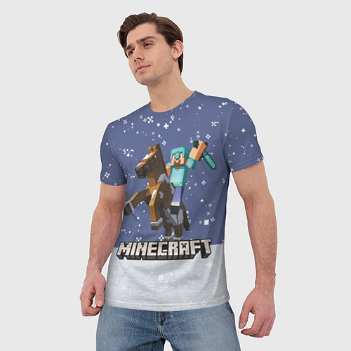 Мужская футболка Майнкрафт Зима / 3D-принт – фото 3