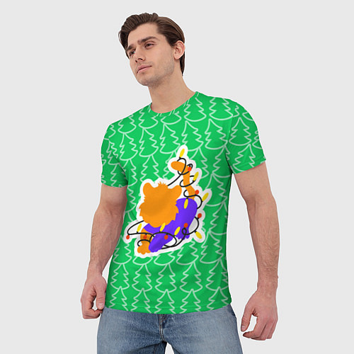 Мужская футболка Новогодний тигра / 3D-принт – фото 3