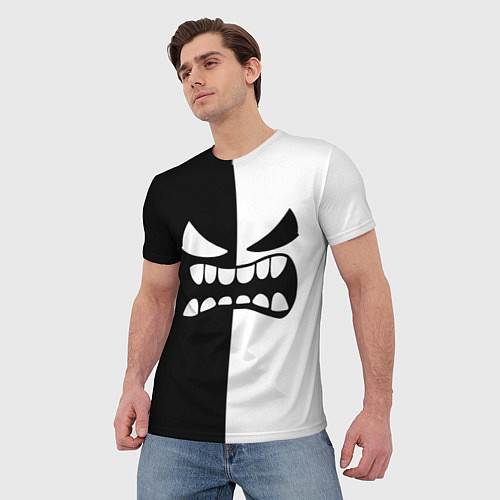 Мужская футболка Geometry Dash: White x Black / 3D-принт – фото 3