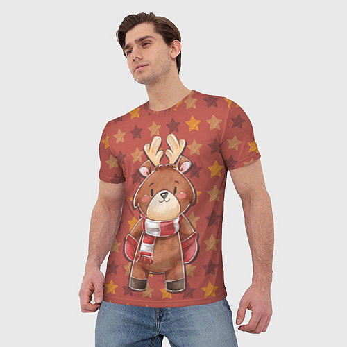 Мужская футболка Милый олень в звездах / 3D-принт – фото 3