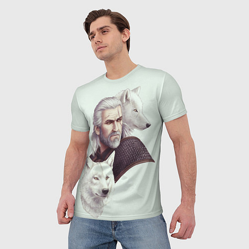 Мужская футболка Ведьмак и белые волки / 3D-принт – фото 3