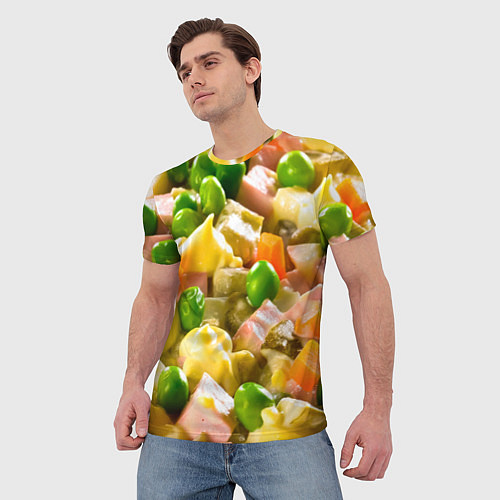 Мужская футболка Весь в оливье / 3D-принт – фото 3